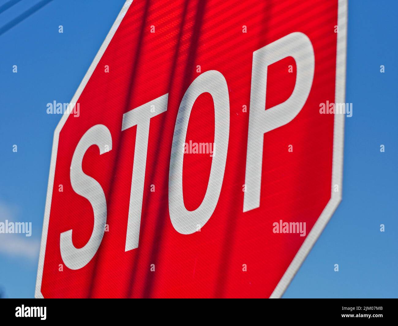 A closeup shot of a red stop sign Stock Photo