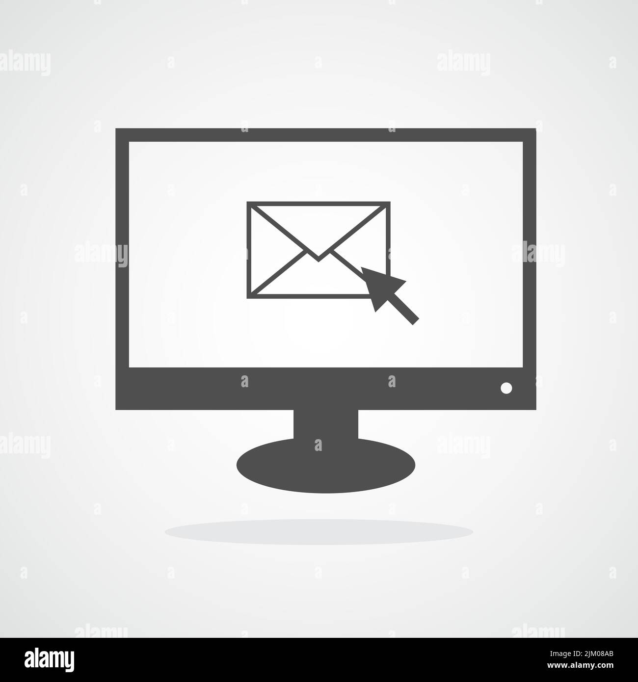 Black monitor with a mail symbol. Vector illustration. Computer with a envelope symbol on screen Stock Vector
