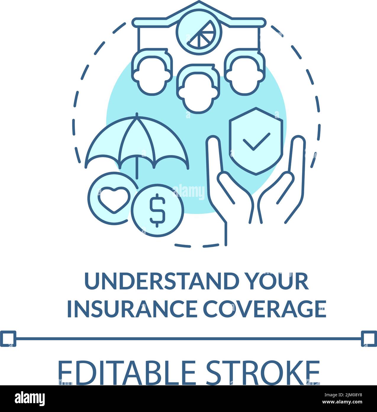 Understand insurance coverage turquoise concept icon Stock Vector