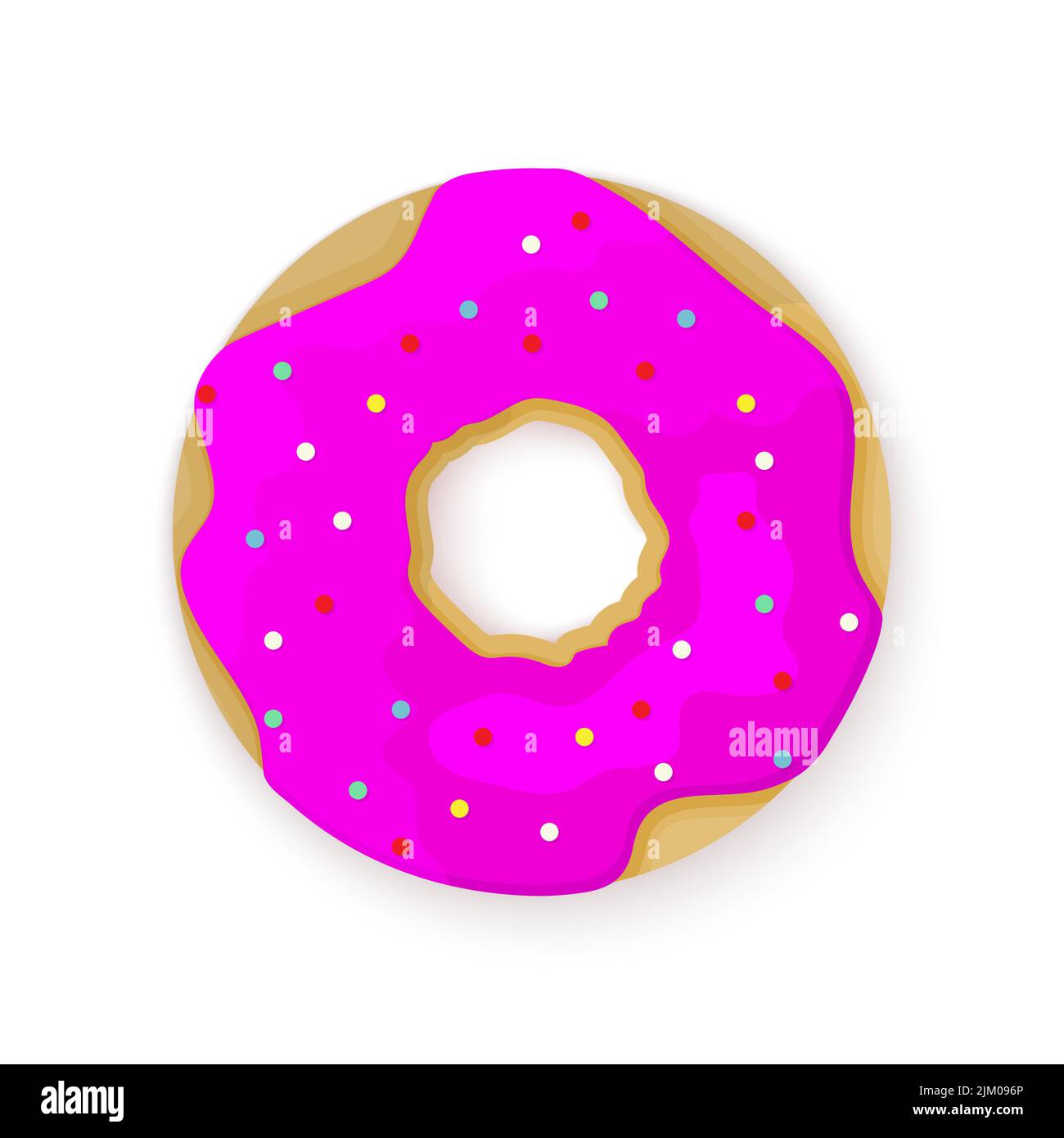 Sweet donut icon, in flat design. Vector illustration. Donut with pink cream Stock Vector