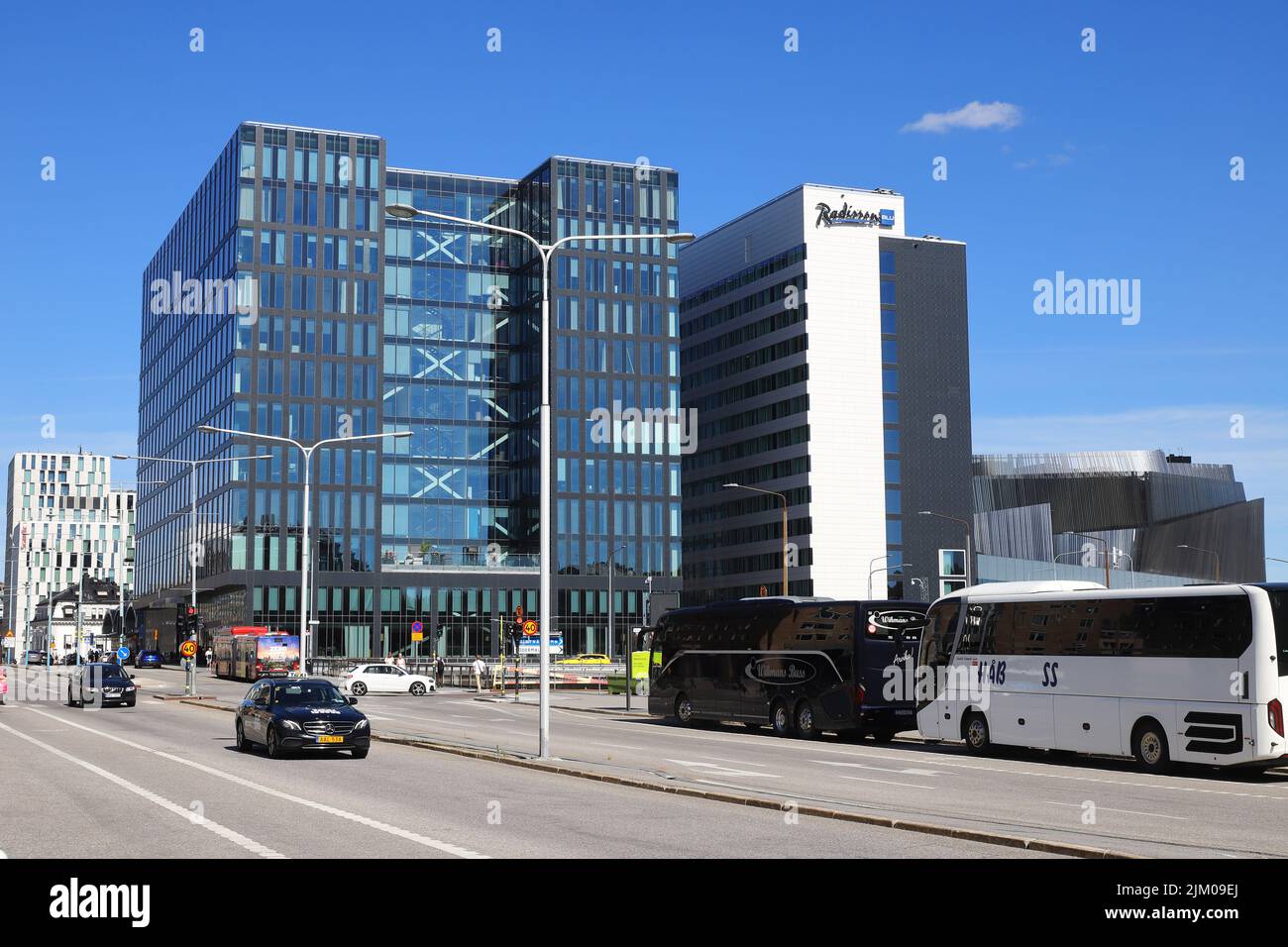 Stockholm, Sweden - Juyly 12, 2022: View of the Waterfront building and Radison Blu Waterfront hotel. Stock Photo