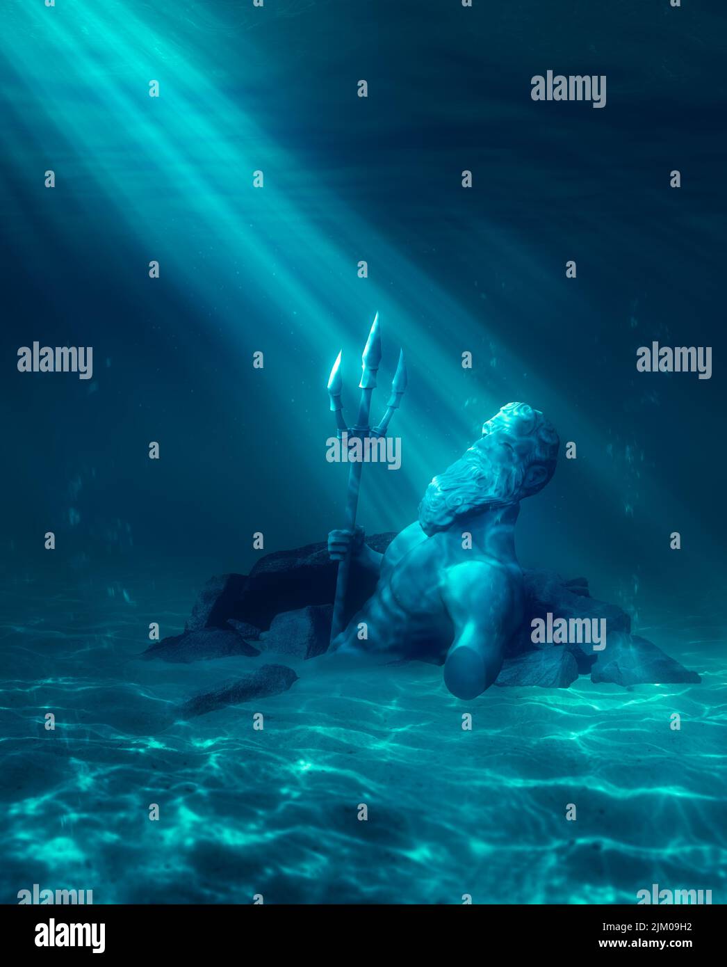 3D illustration based on the legend of the lost city of Atlantis ...