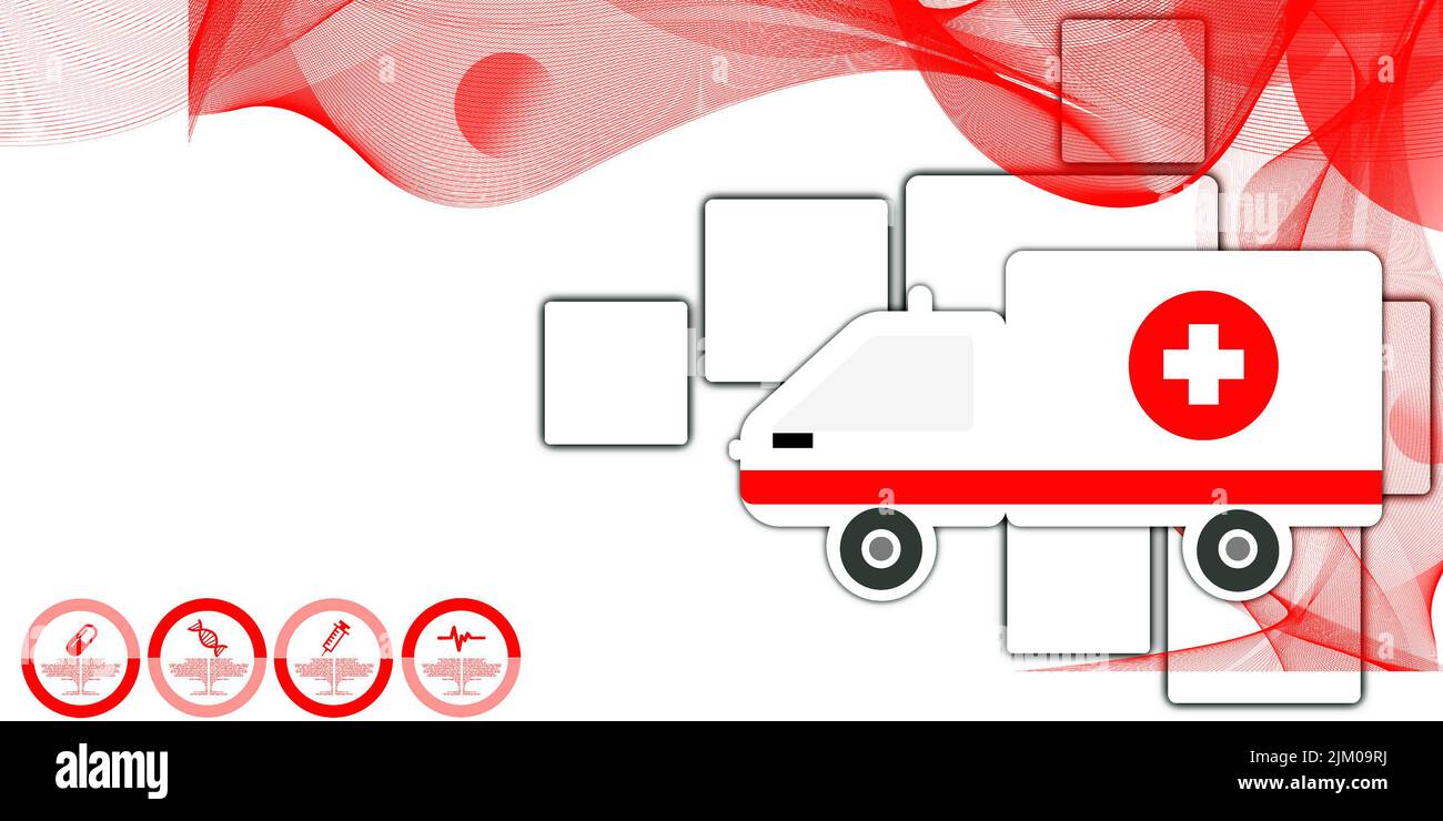 2d illustration Emergency ambulance car Stock Photo Alamy