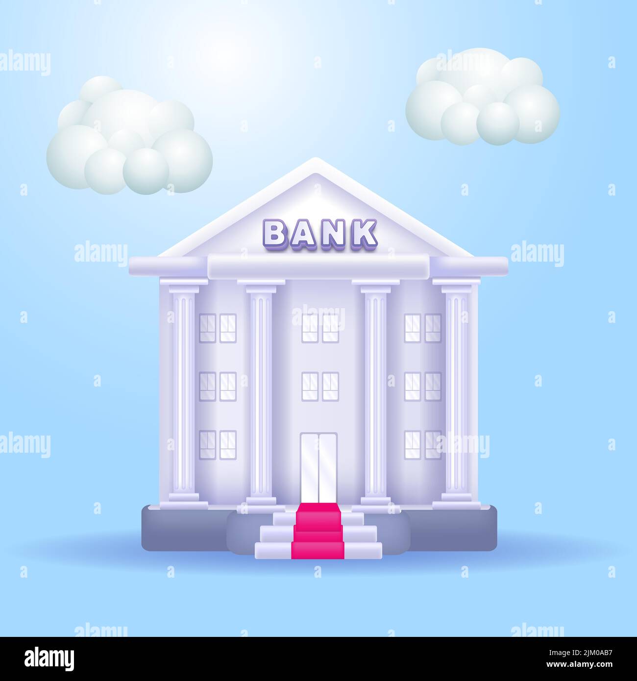 bank 3d style cartoon icon vector illustration Stock Vector