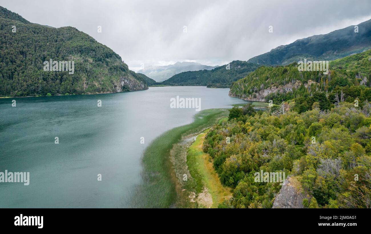 An aerial view of a river in a forest Stock Photo - Alamy