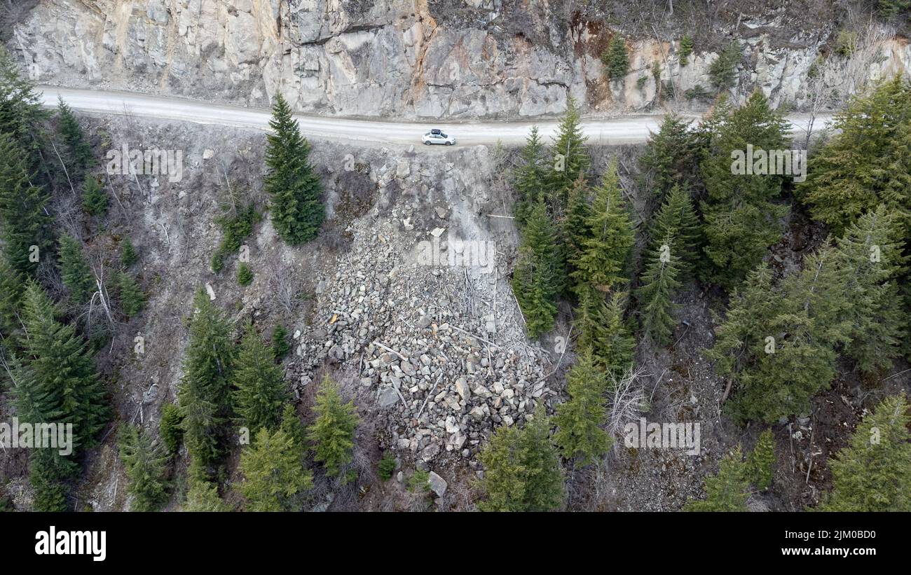 An aerial view of Forest Service Road, BC, Canada Stock Photo
