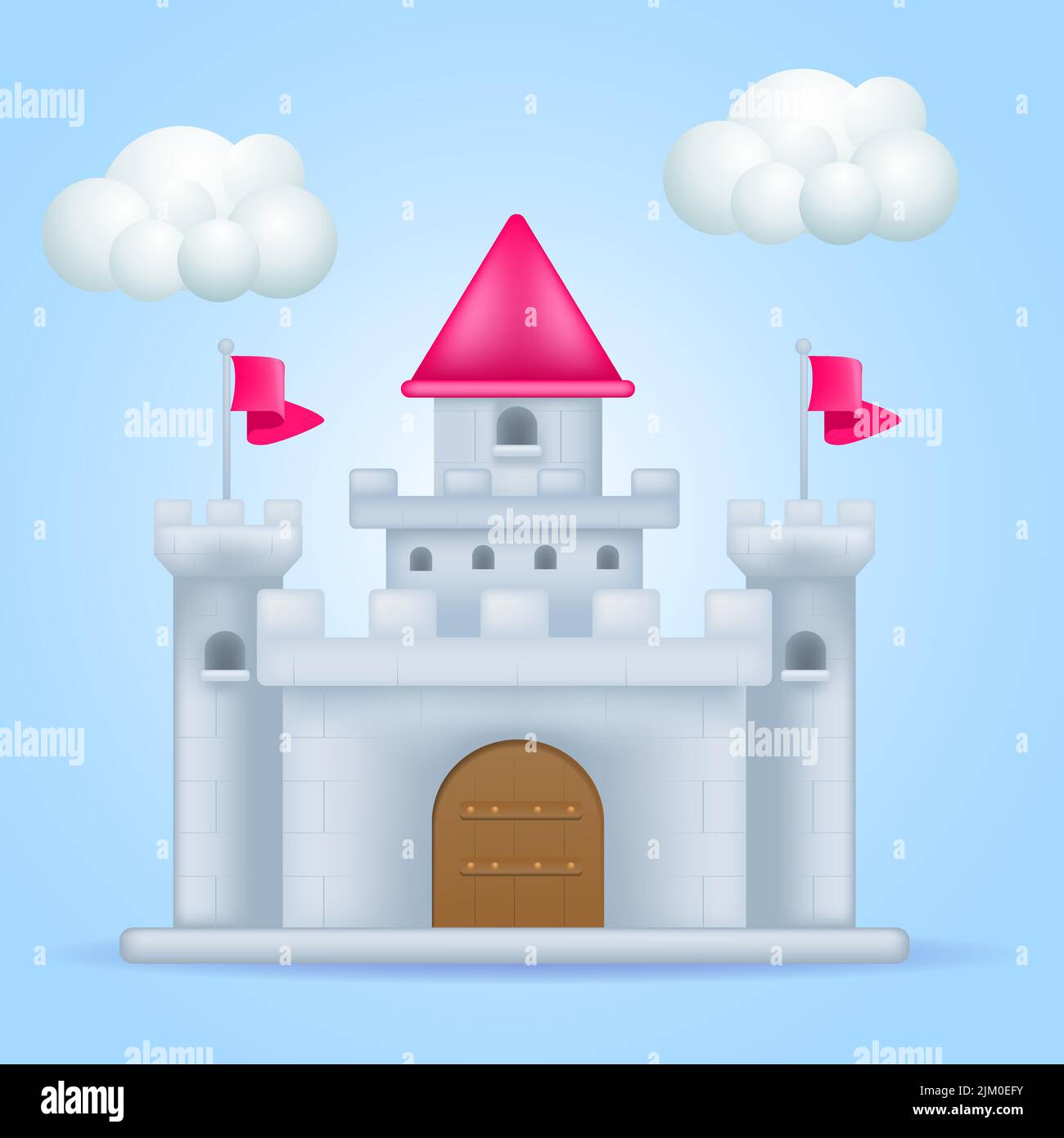 castle. old fortress tower. 3d cartoon style icon vector illustration Stock Vector