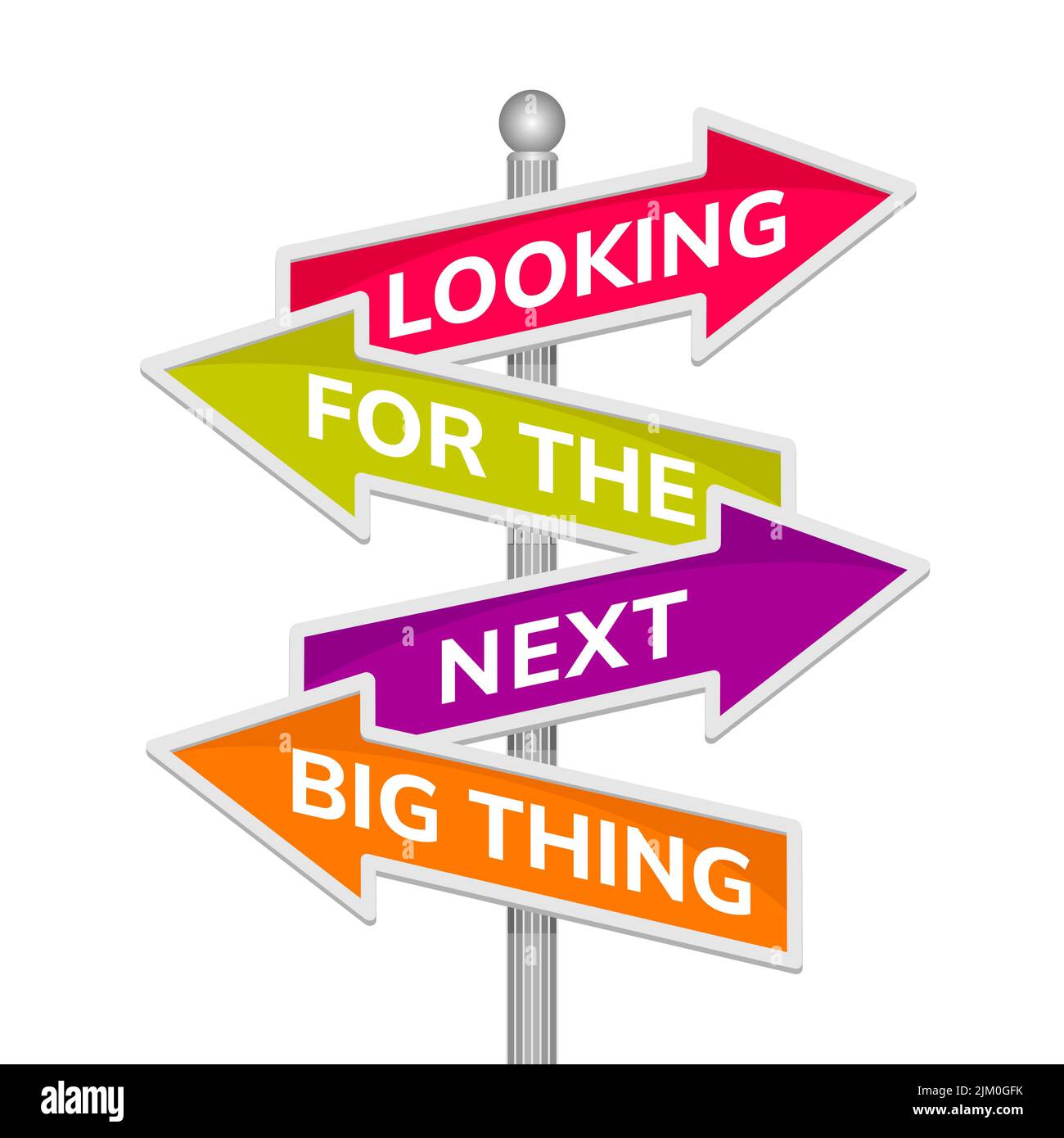 Looking for the Next Big Thing phrase on guidepost isolated on white background Stock Vector