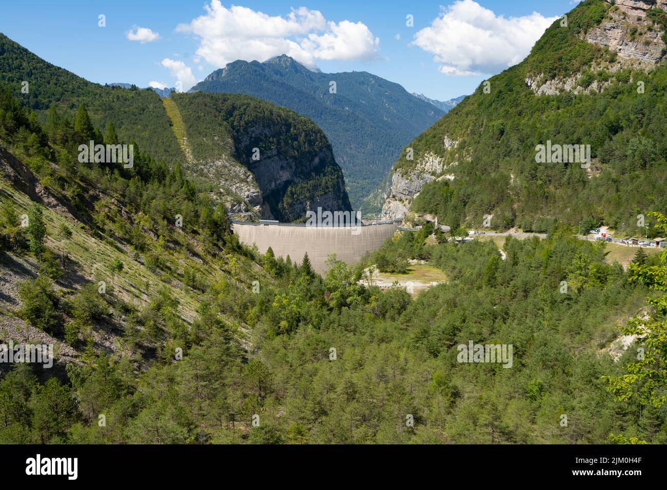 Panoramic view of the Vajont dam, Italy Stock Photo