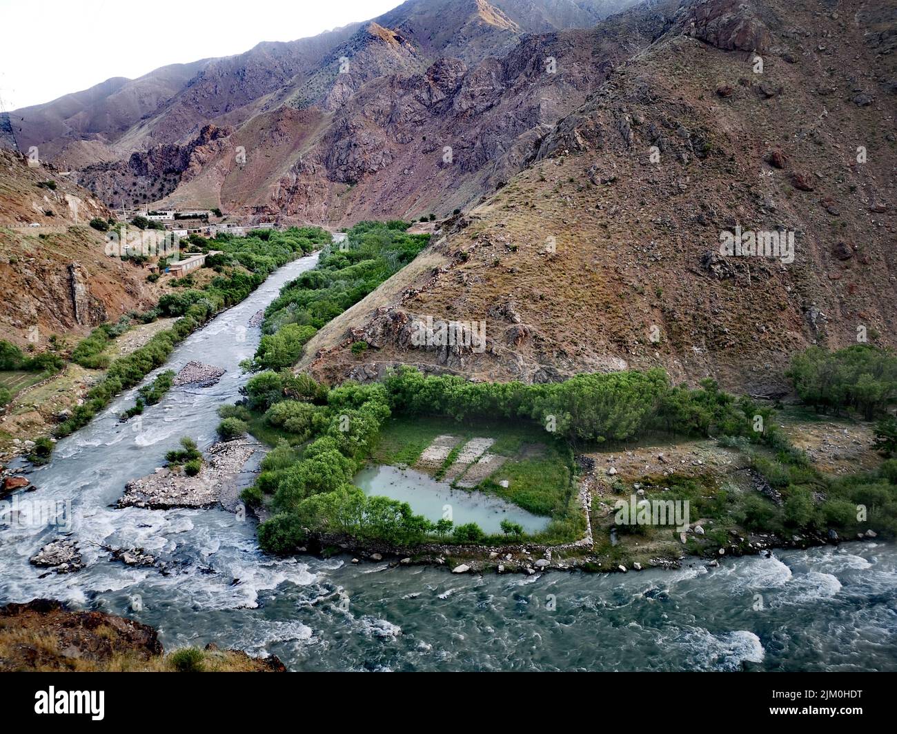 A beautiful scenic landscape captured in Afghanistan in 2020. The river 