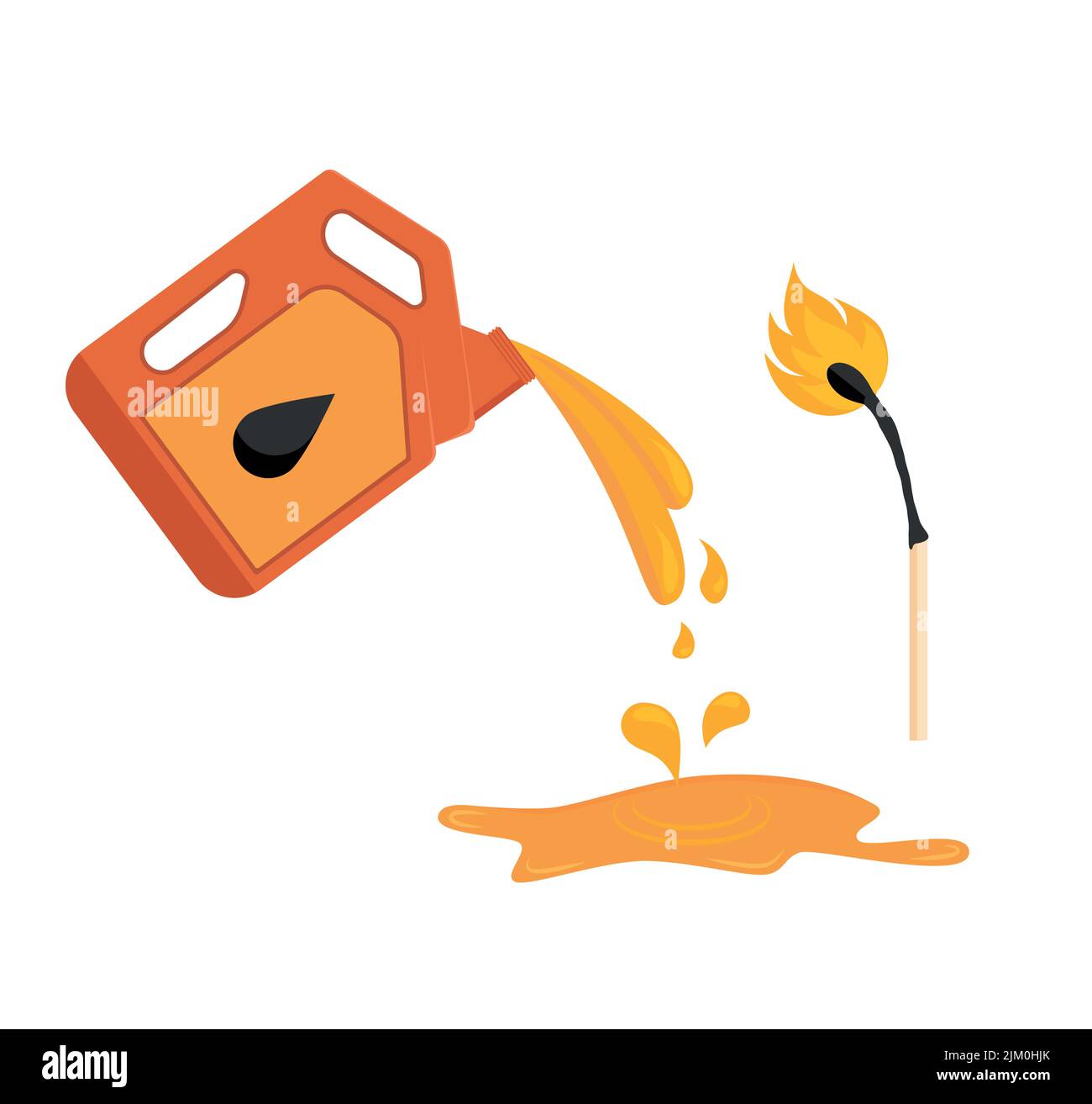 Canister with fuel. Red gas tank. Container with oil. Flammable object