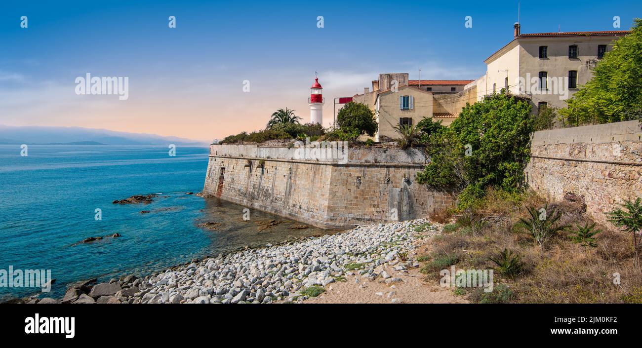 Ajaccio lighthouse of citadel, Corsica Island, France. Stock Photo