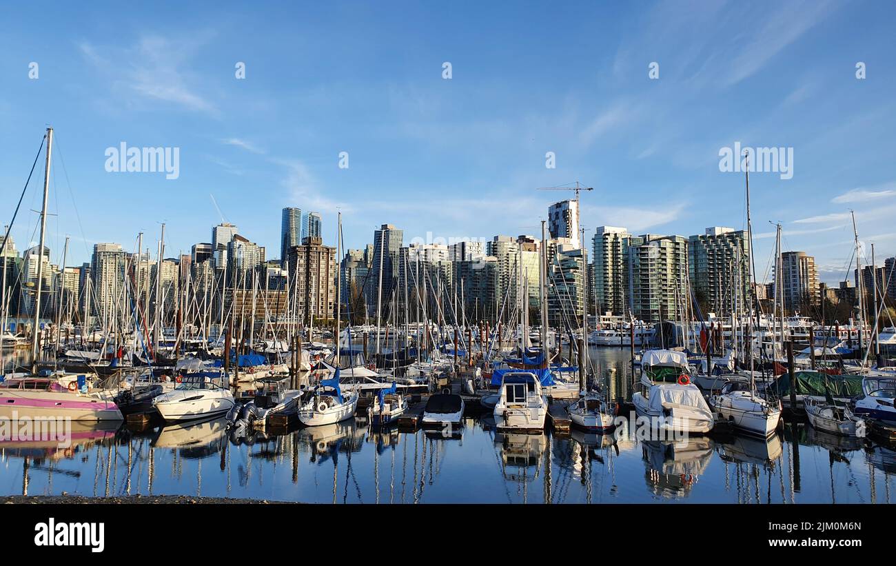 Marine view near the stanley park in the background view of the city of vancouver Stock Photo