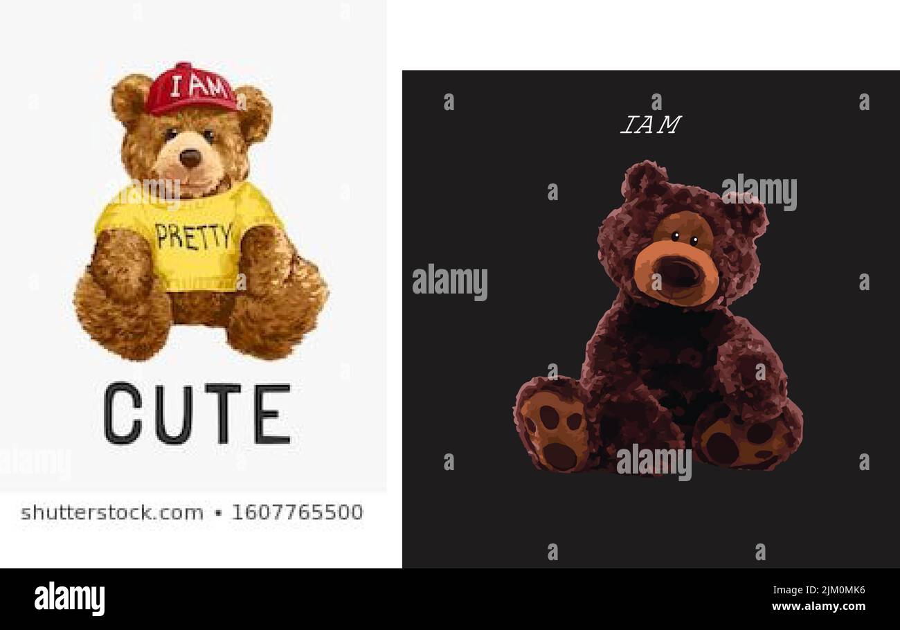 Cute brown bear doll vector illustration on isolated background Stock ...