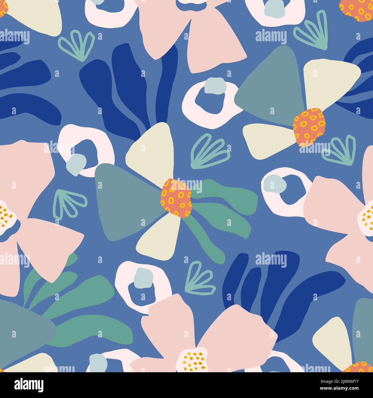 A seamless abstract floral pattern on blue background Stock Vector ...