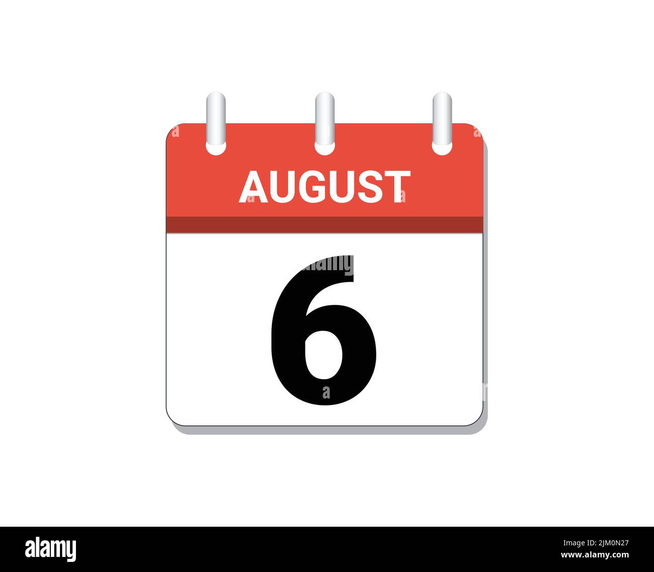 August, 6th calendar icon vector, concept of schedule, business and tasks Stock Vector