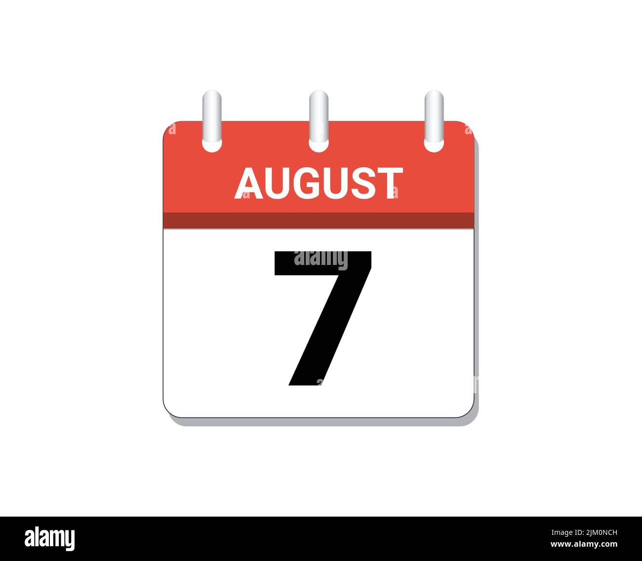 August, 7th calendar icon vector, concept of schedule, business and tasks Stock Vector