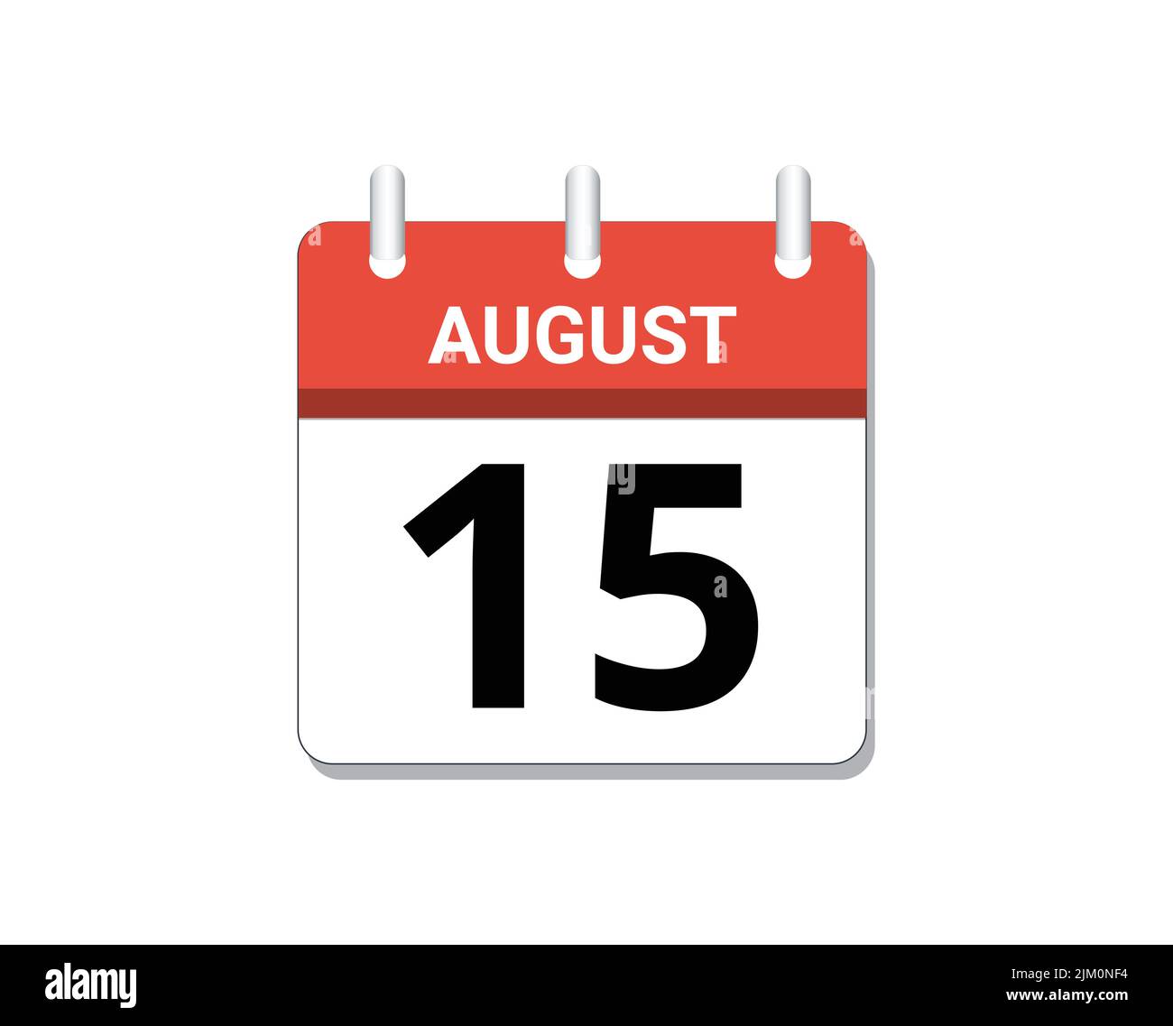 August, 15th calendar icon vector, concept of schedule, business and tasks Stock Vector Image