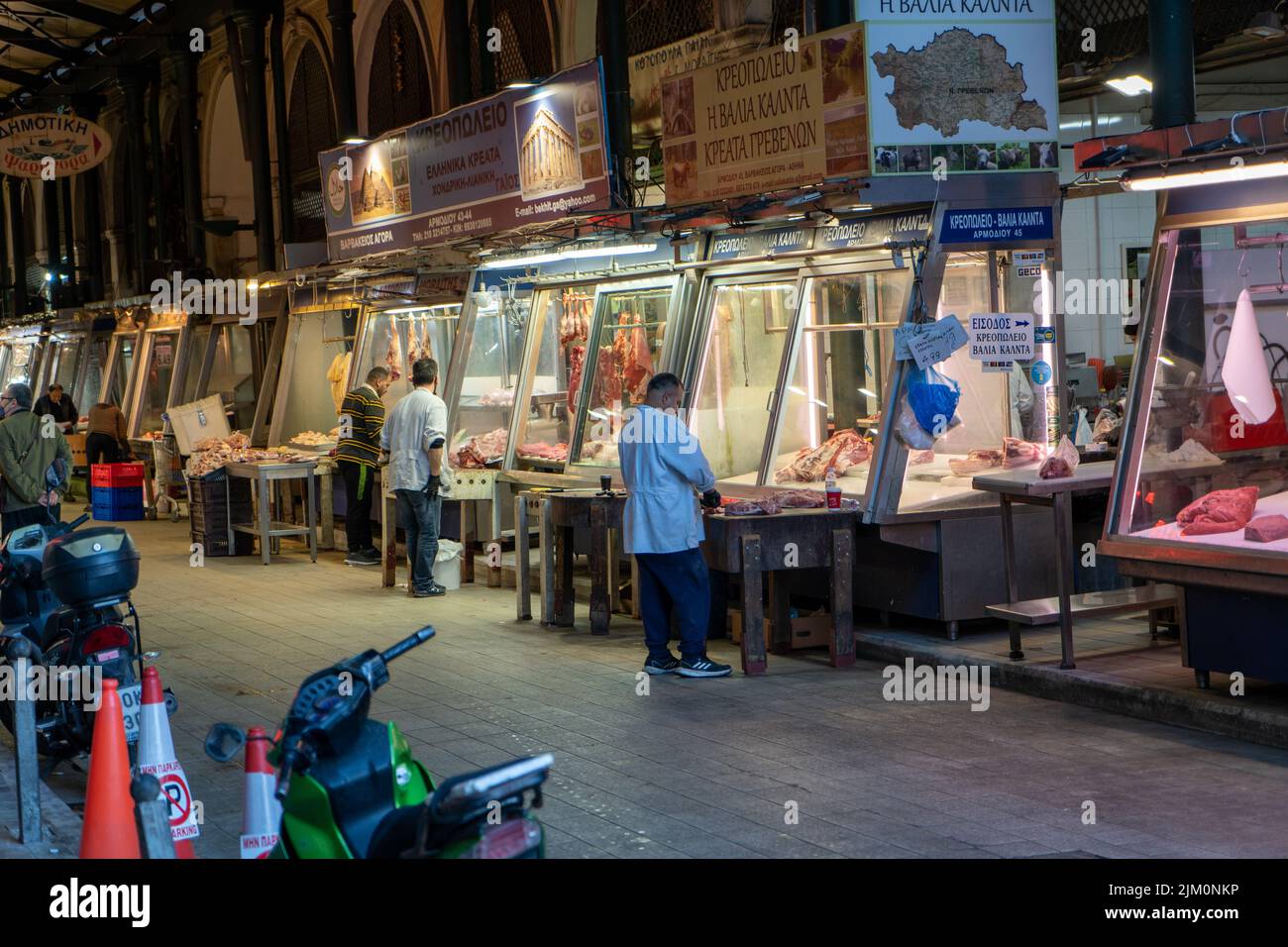 A meat market street in Athens, Greece Stock Photo Alamy