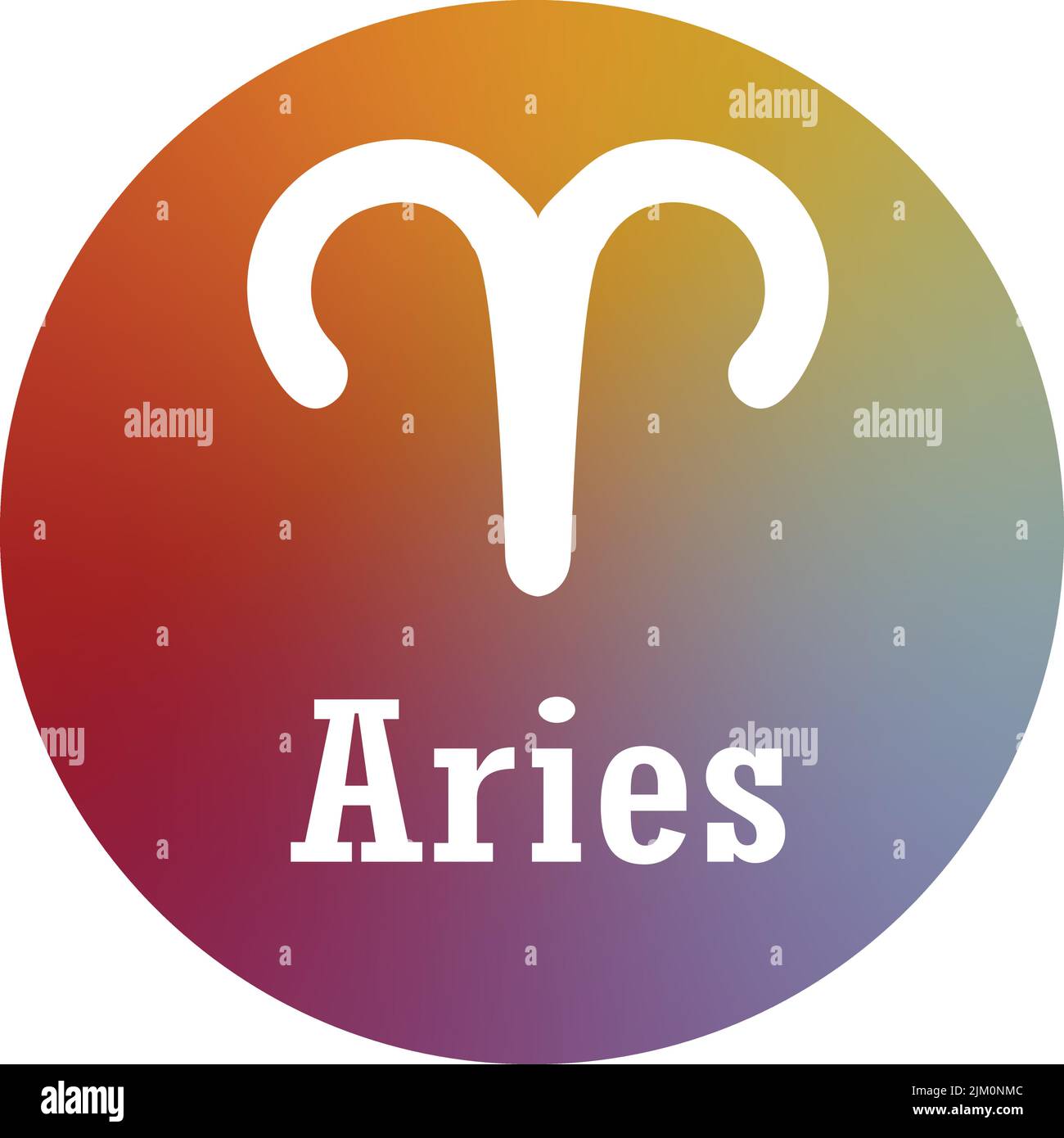 An Aries Zodiac sign with text in colorful circle Stock Vector Image