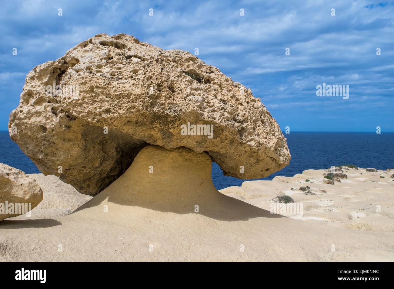 A mushroom shaped rock or rock pedestal, formed due to a soft and hard ...