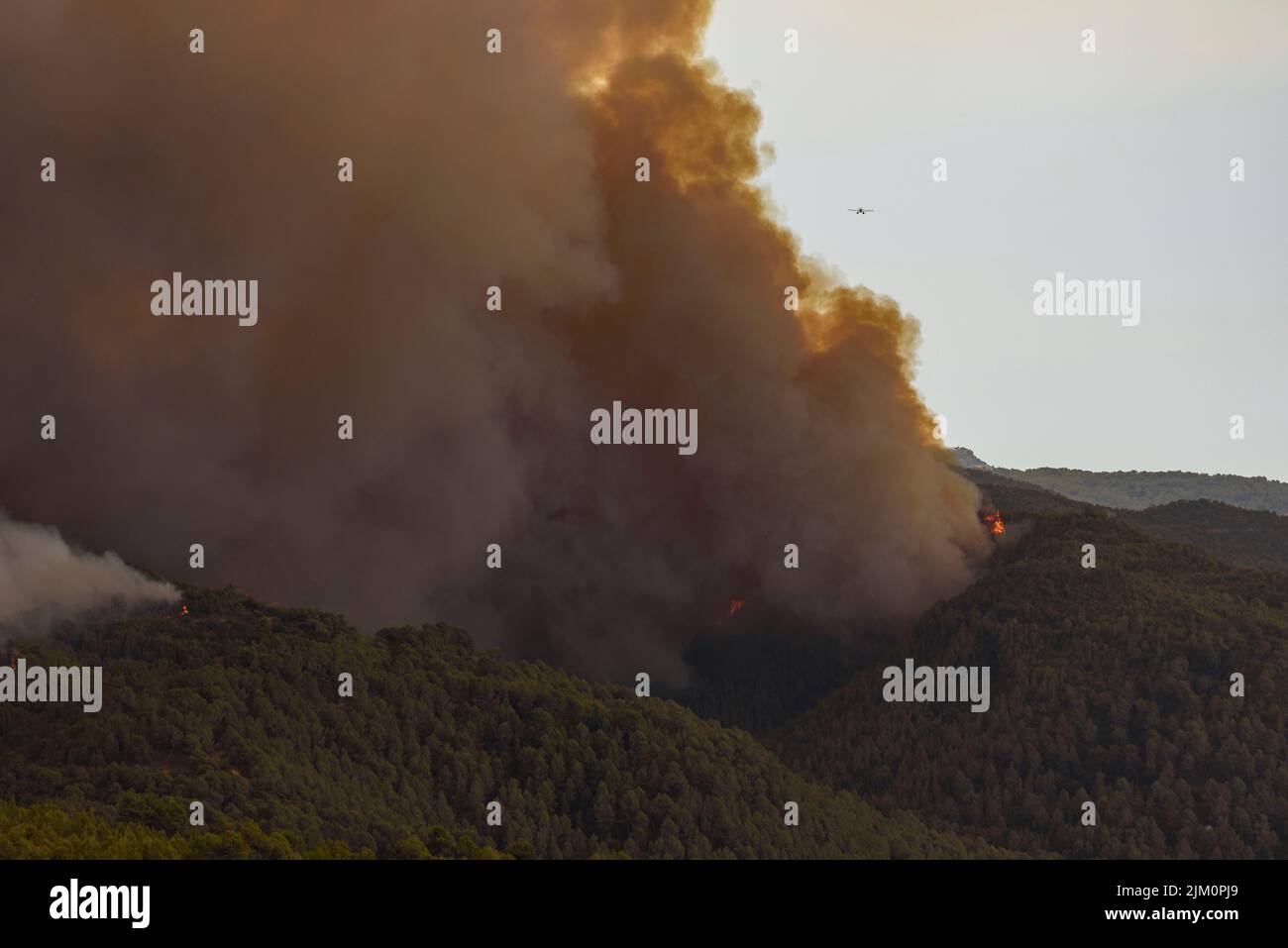 Wildfire of El Pont de Vilomara, on July 17, 2022, which burned 1,743 hectares of vegetation (Bages, Barcelona, Catalonia, Spain) Stock Photo