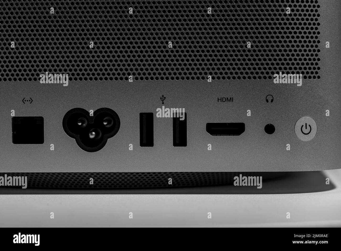 Backside ports and ventilation grid low key still life of modern new