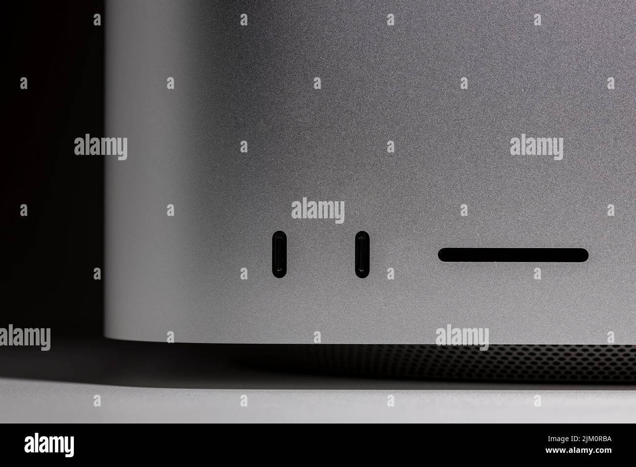 Macro closeup low key still life of modern new desktop computer system