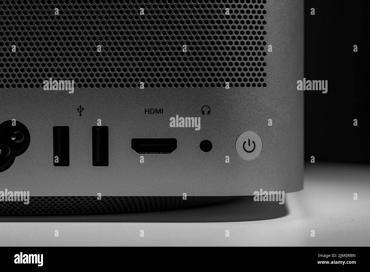 Closeup macro low key still life of modern new desktop computer system