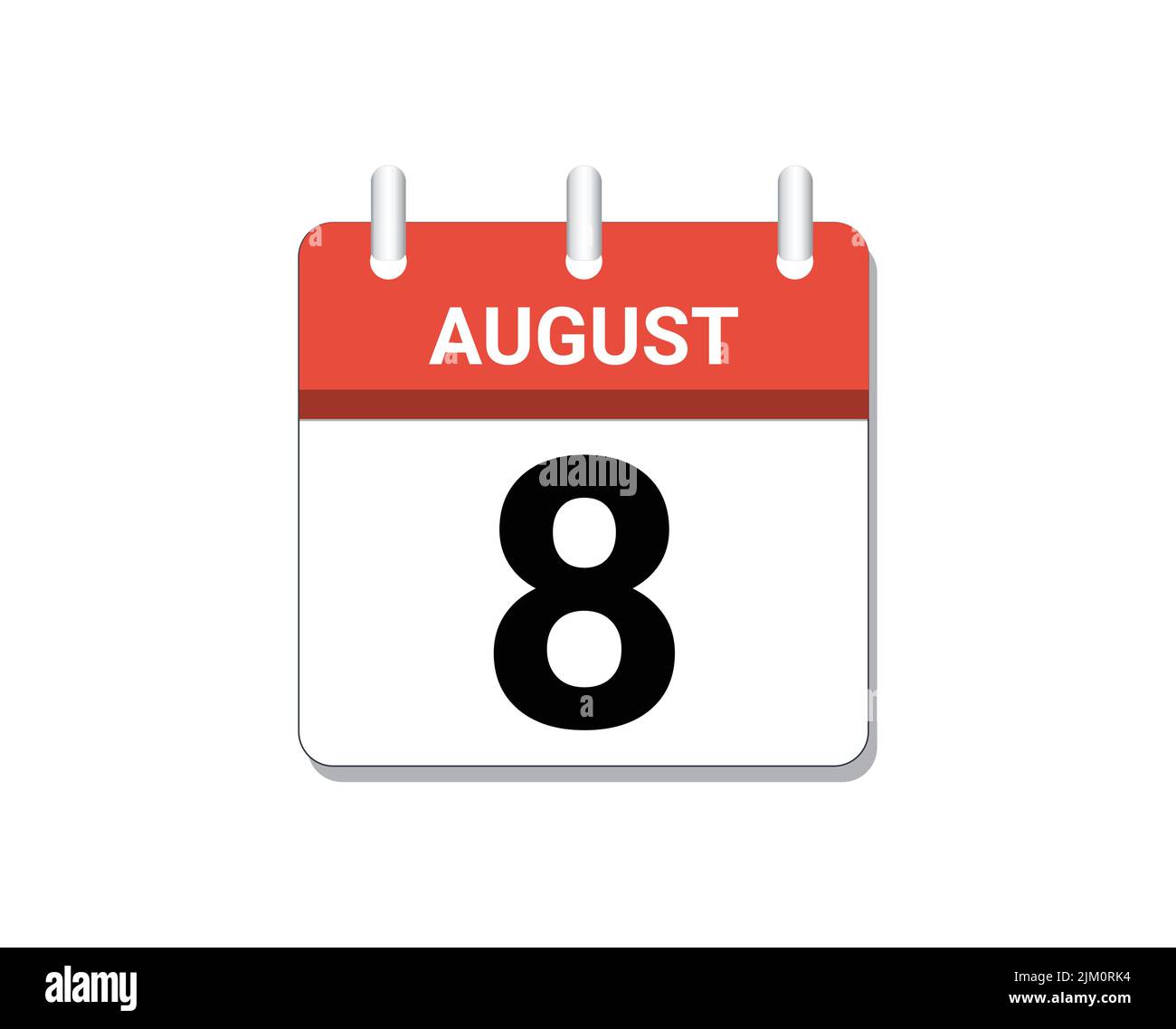 August, 8th calendar icon vector, concept of schedule, business and tasks Stock Vector