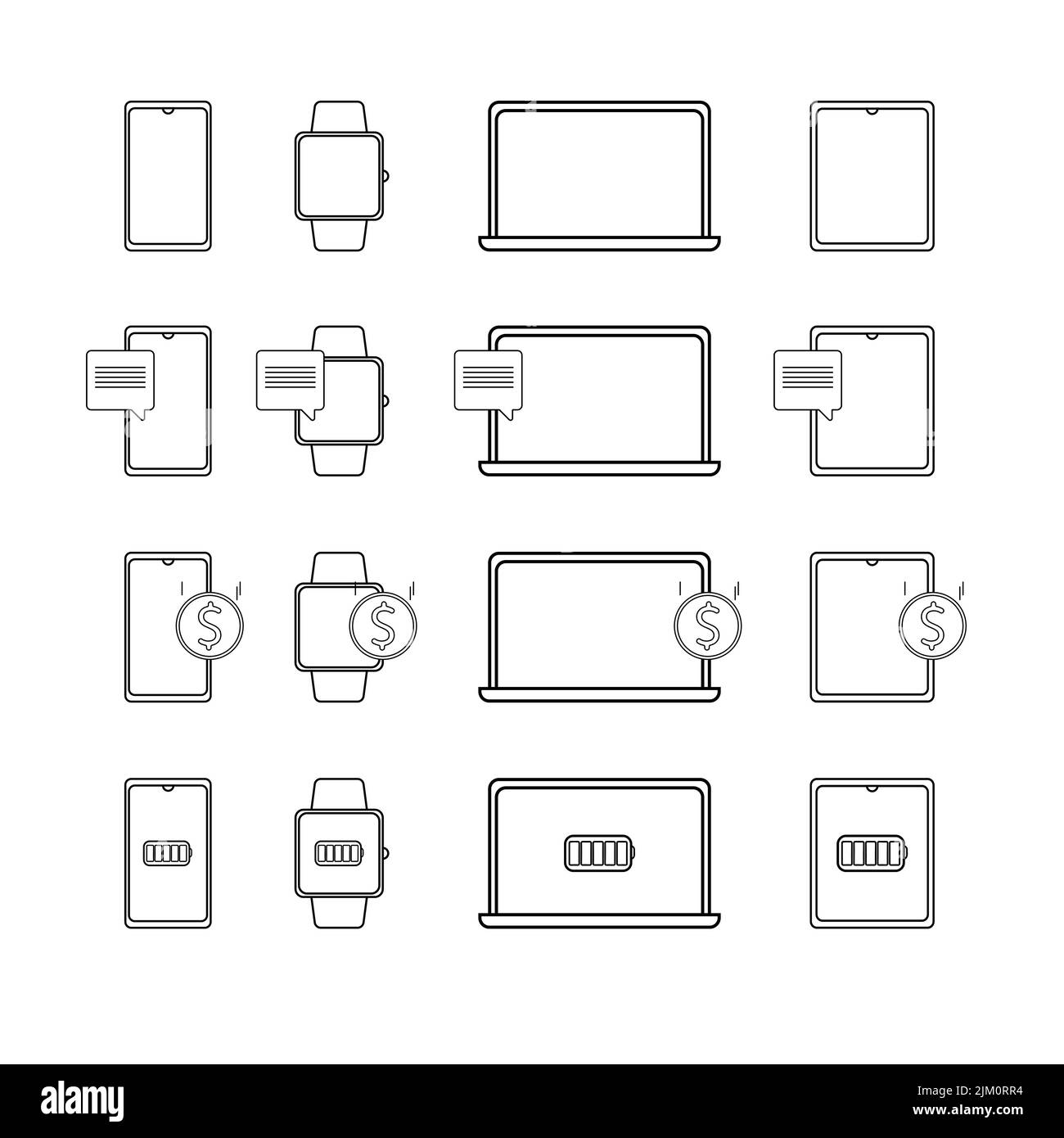Icons set of electronic devices. Stock Vector