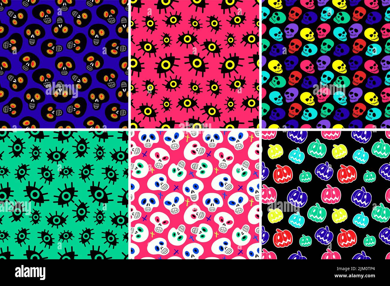 Halloween creepy scary seamless patterns Stock Vector Image & Art Alamy
