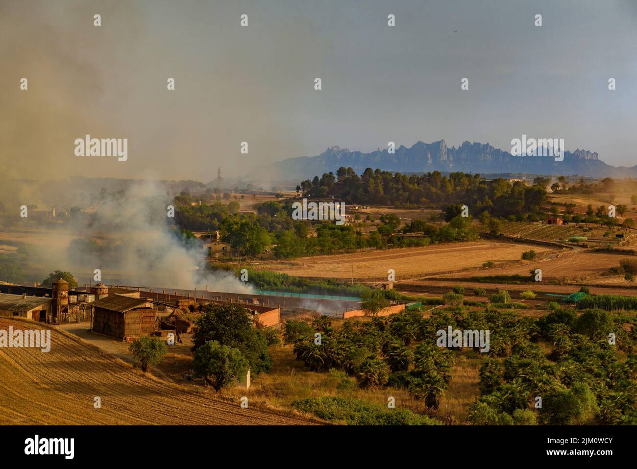 Wildfire of El Pont de Vilomara, on July 17, 2022, which burned 1,743 hectares of vegetation (Bages, Barcelona, Catalonia, Spain) Stock Photo