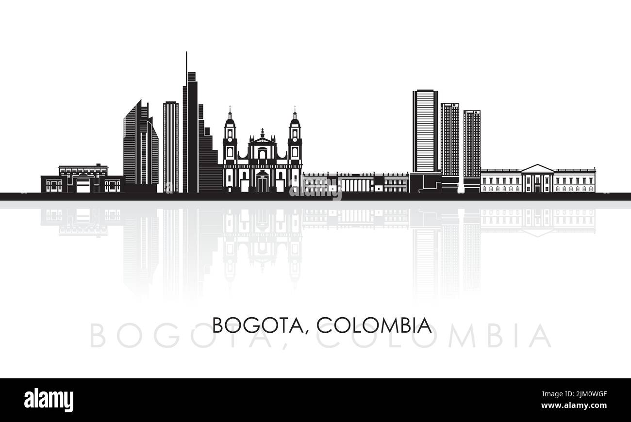 Silhouette Skyline panorama of city of Bogota, Colombia - vector illustration Stock Vector