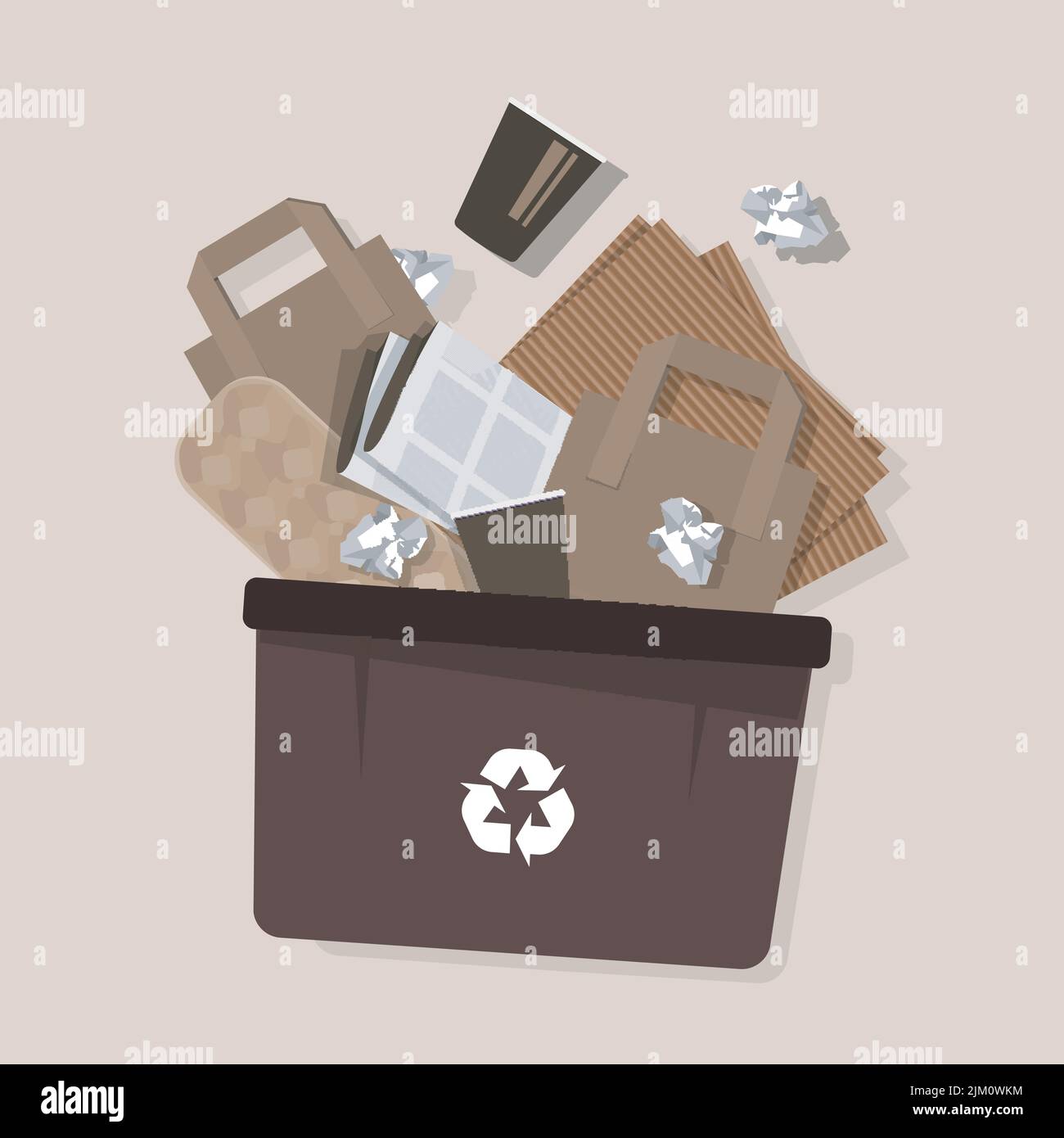 Paper Plastic Glass Can Box House Home Recycling Stuff Illustration Stock Vector