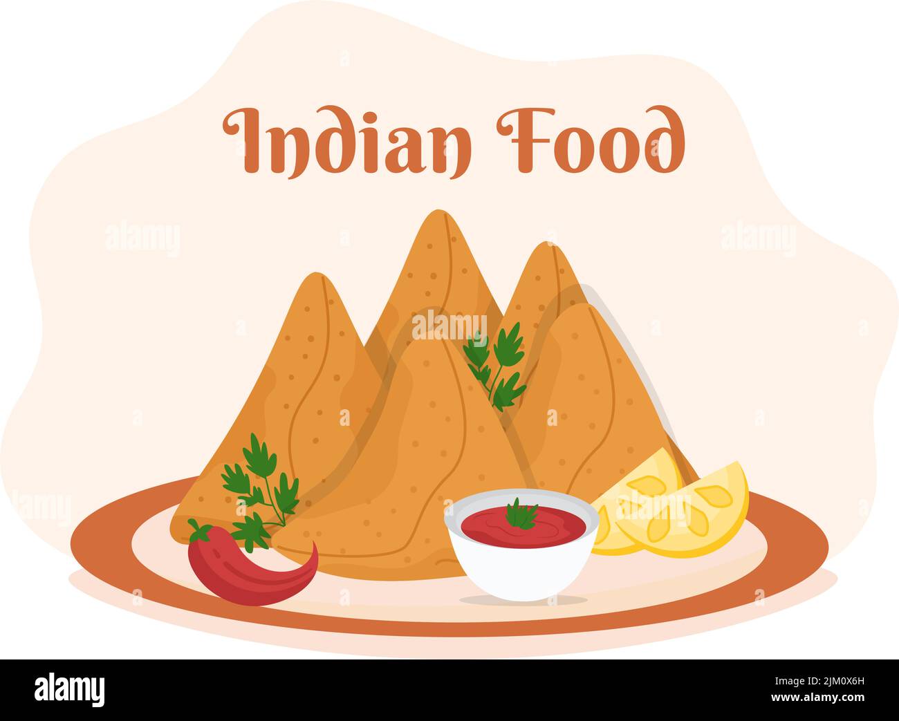Indian Food Cartoon Illustration with Various Collection of Delicious