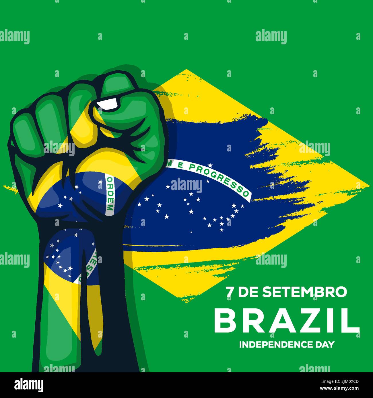 7 de setembro Brazil independence day illustration with hand Stock ...