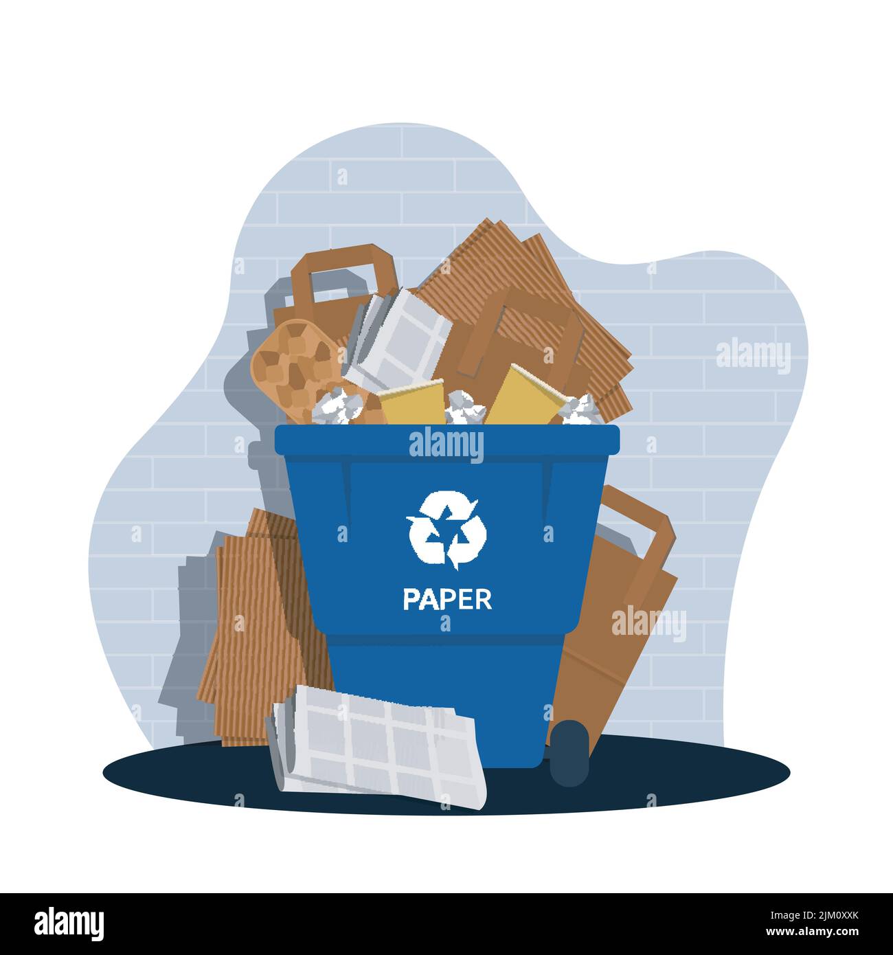 Paper Plastic Glass Can Box House Home Recycling Stuff Illustration Stock Vector