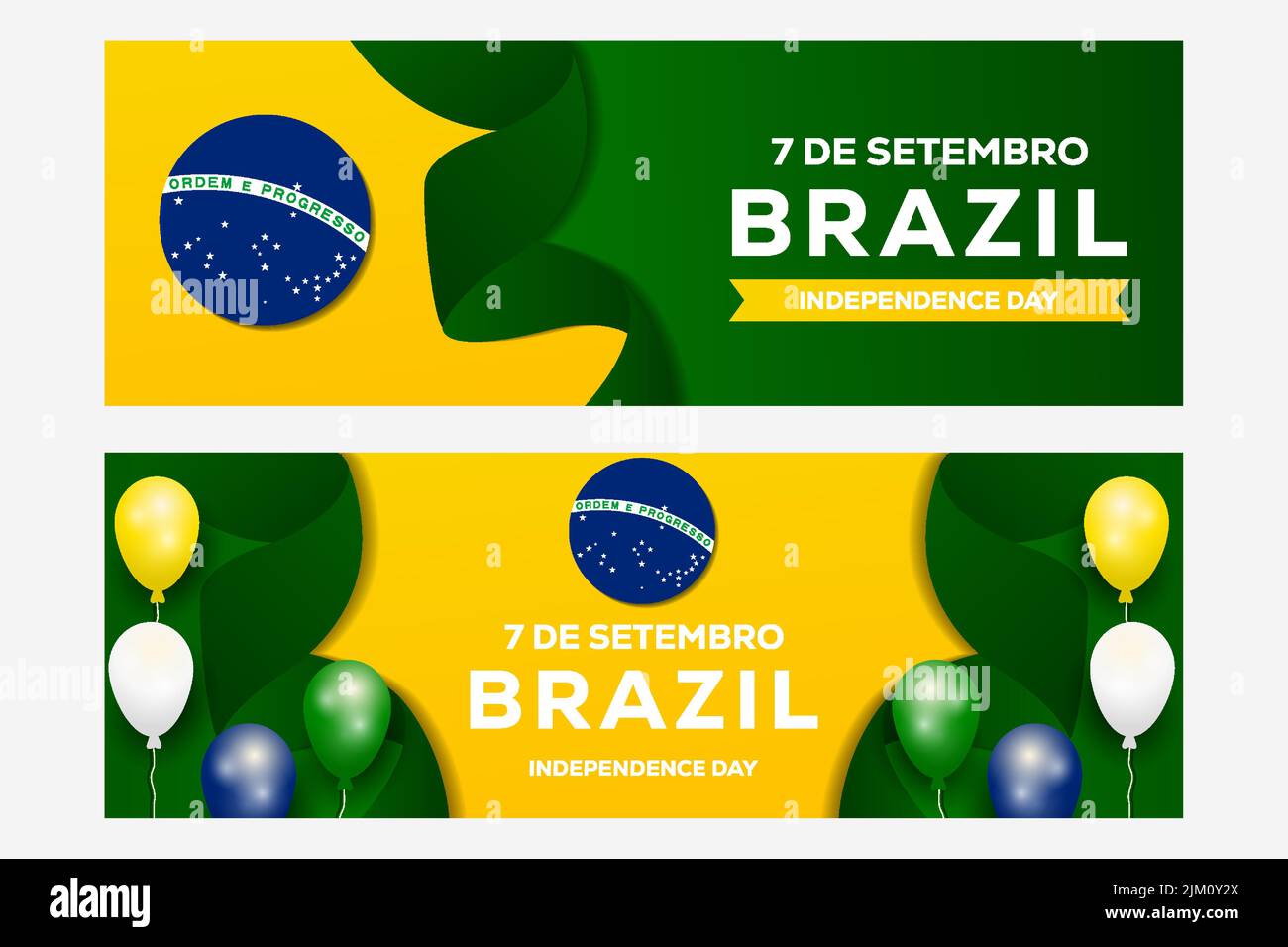 set Brazil independence day horizontal banner illustration Stock Vector ...