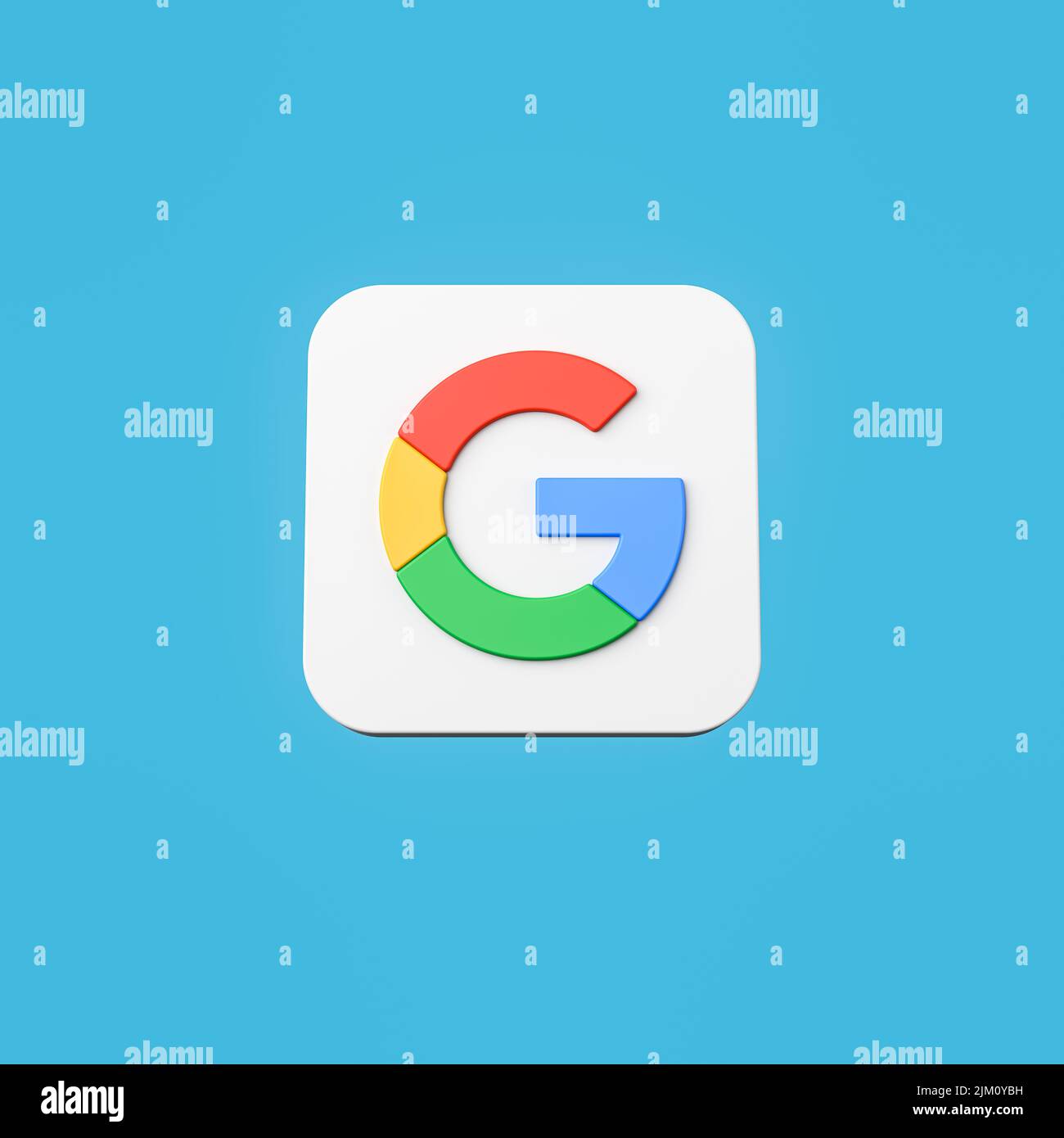 Google App Icon on Flat Blue Background Stock Photo