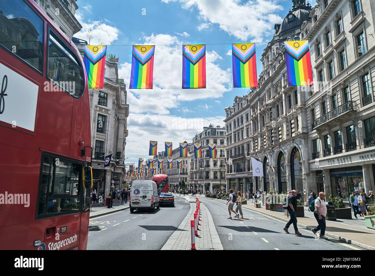 Gay flags hung over Oxford Street shopping centre, London, England Stock Photo Alamy