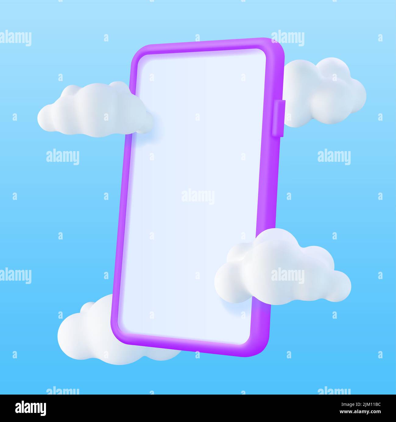 3d Realistic Smartphone with Empty Screen in Cloud Stock Vector Image ...