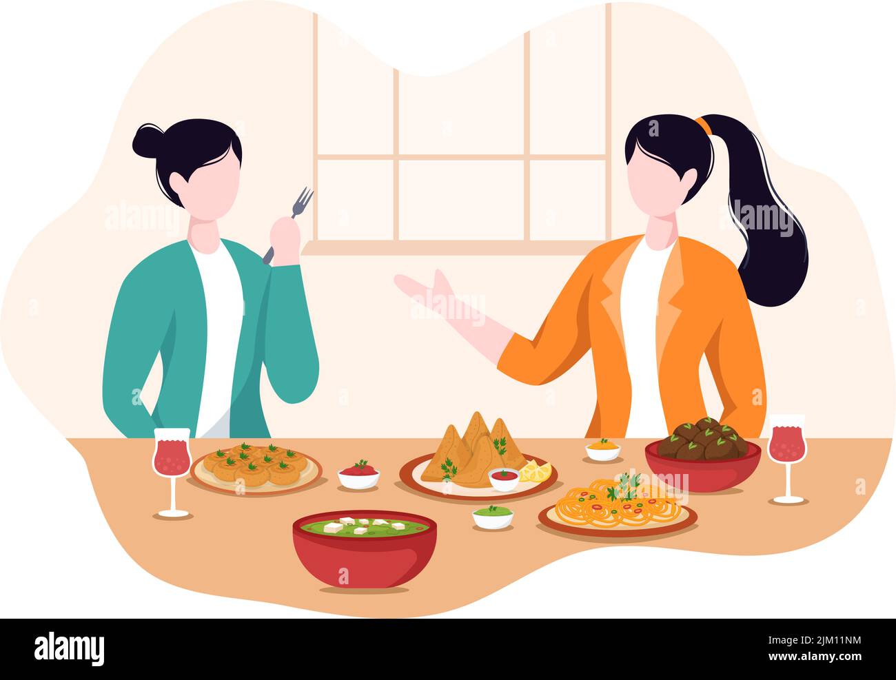 Indian people eating in restaurant Stock Vector Images - Alamy