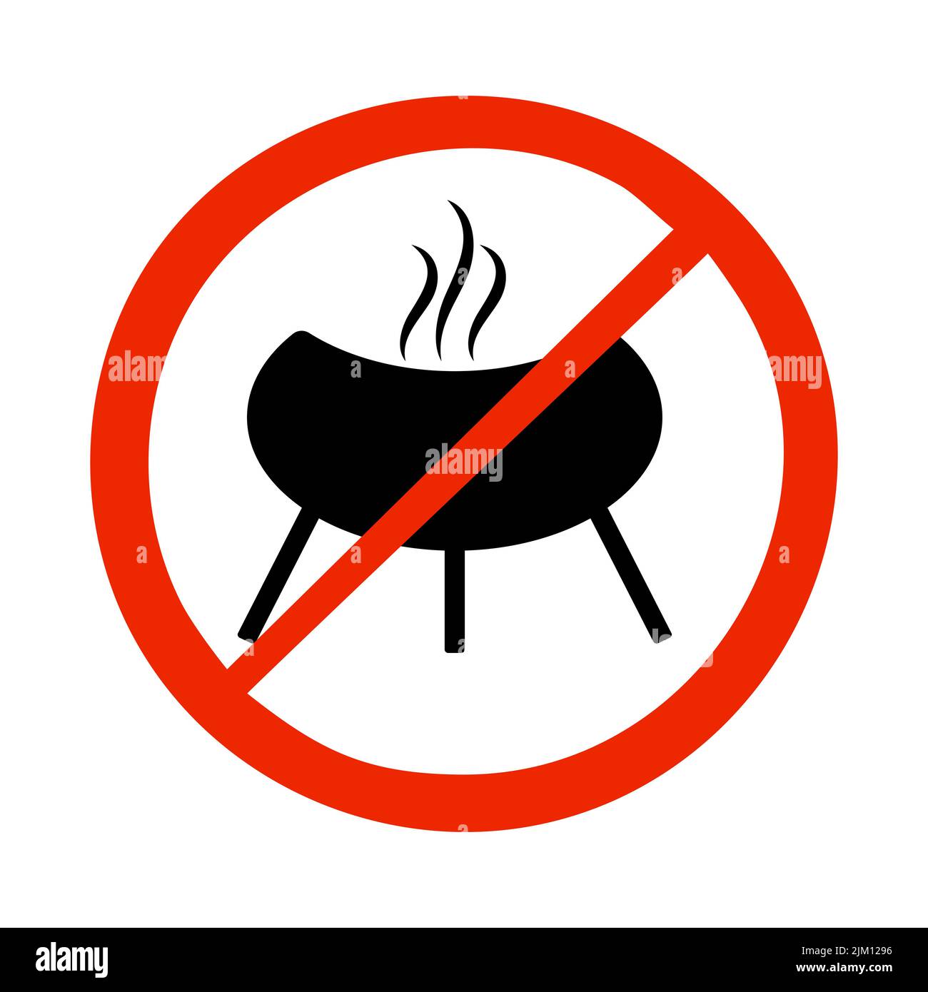 No grill zone sign.No bbq allowed.Stop barbecue grill icon.Forbidden area for barbecue.Prohibited cooking place symbol.Red circle prohibiting grilling Stock Vector