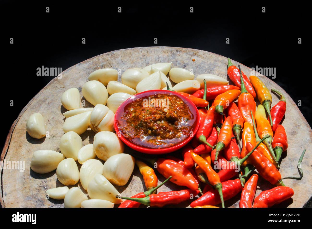 Indonesian garlic chilli sambal or sambel bawang with garlic, chilli