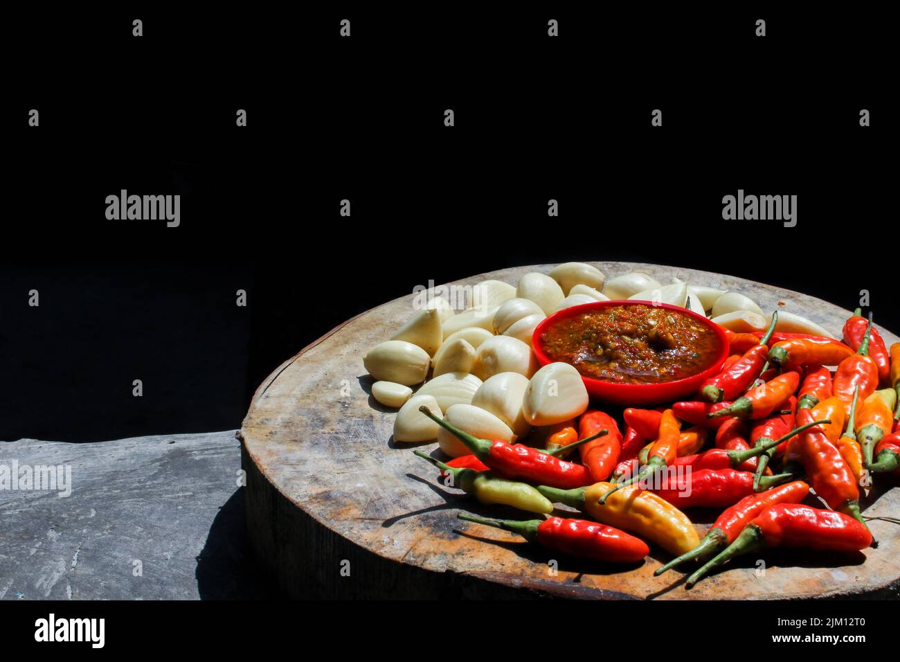 Indonesian garlic chilli sambal or sambel bawang with garlic, chilli