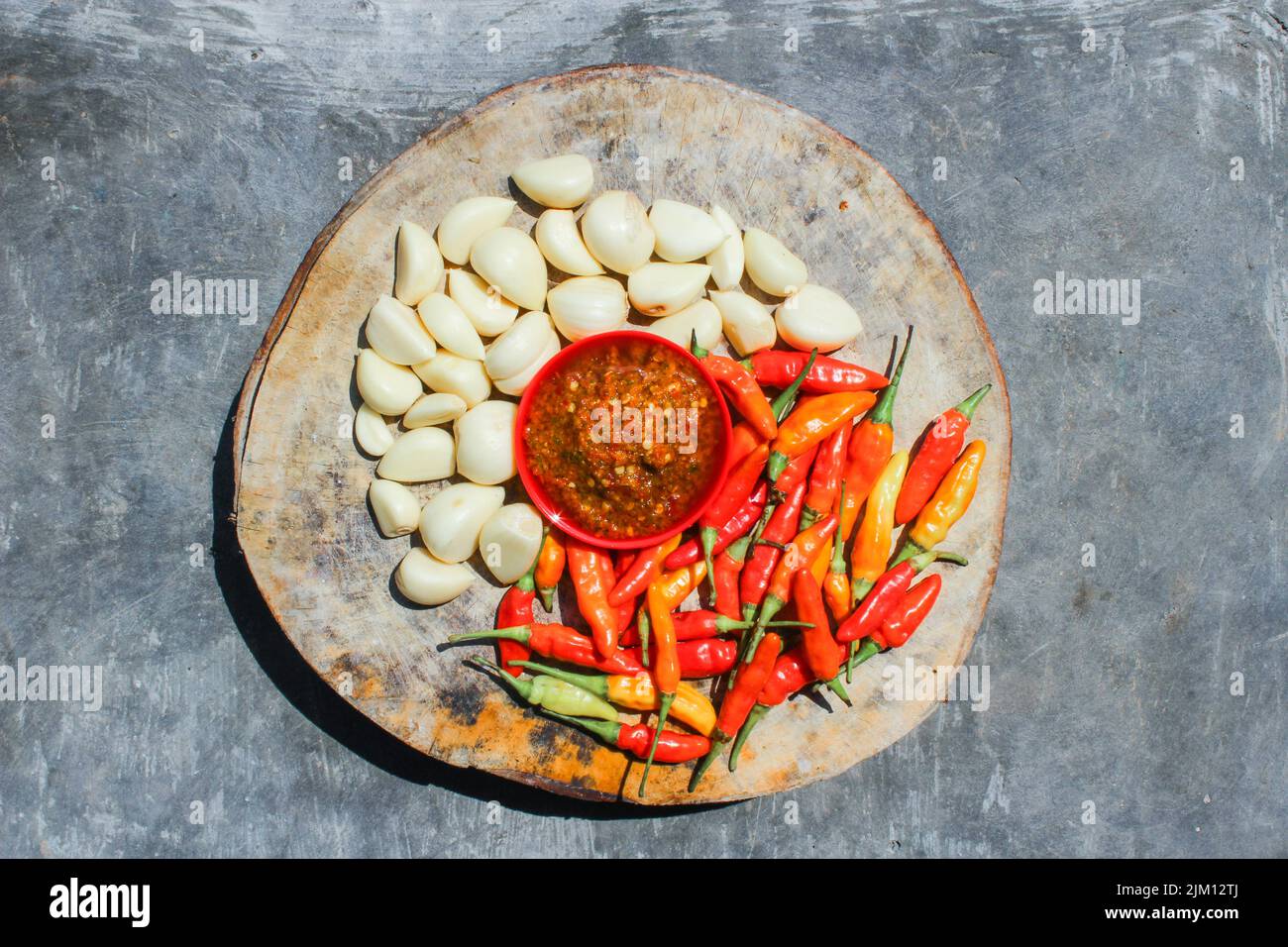 Indonesian garlic chilli sambal or sambel bawang with garlic, chilli