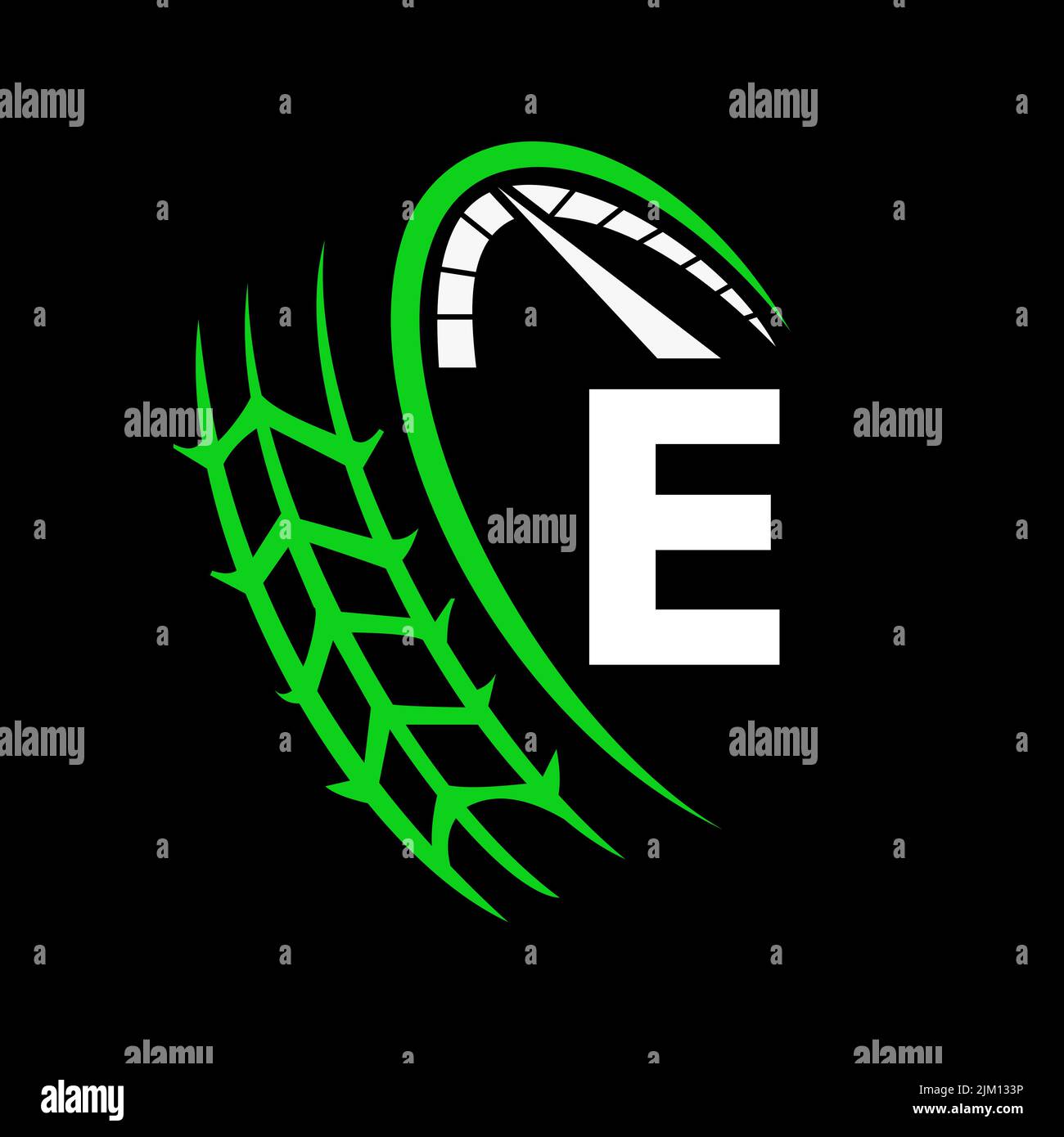 Car Automotive Logo On Letter E Speed Concept. Sport Car Template For