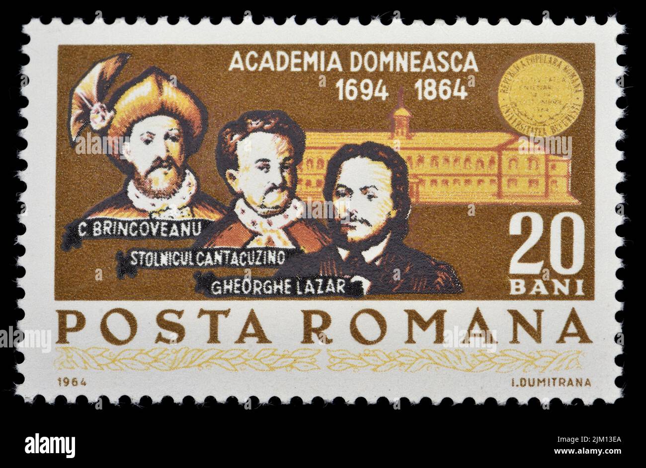 Romanian postage stamp (1964) : 200 years of the Royal academy 1694 - 1864 Stock Photo