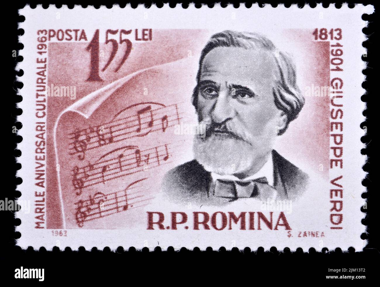 Romanian postage stamp (1963) : Giuseppe Verdi (1813-1901), Italian Composer Stock Photo